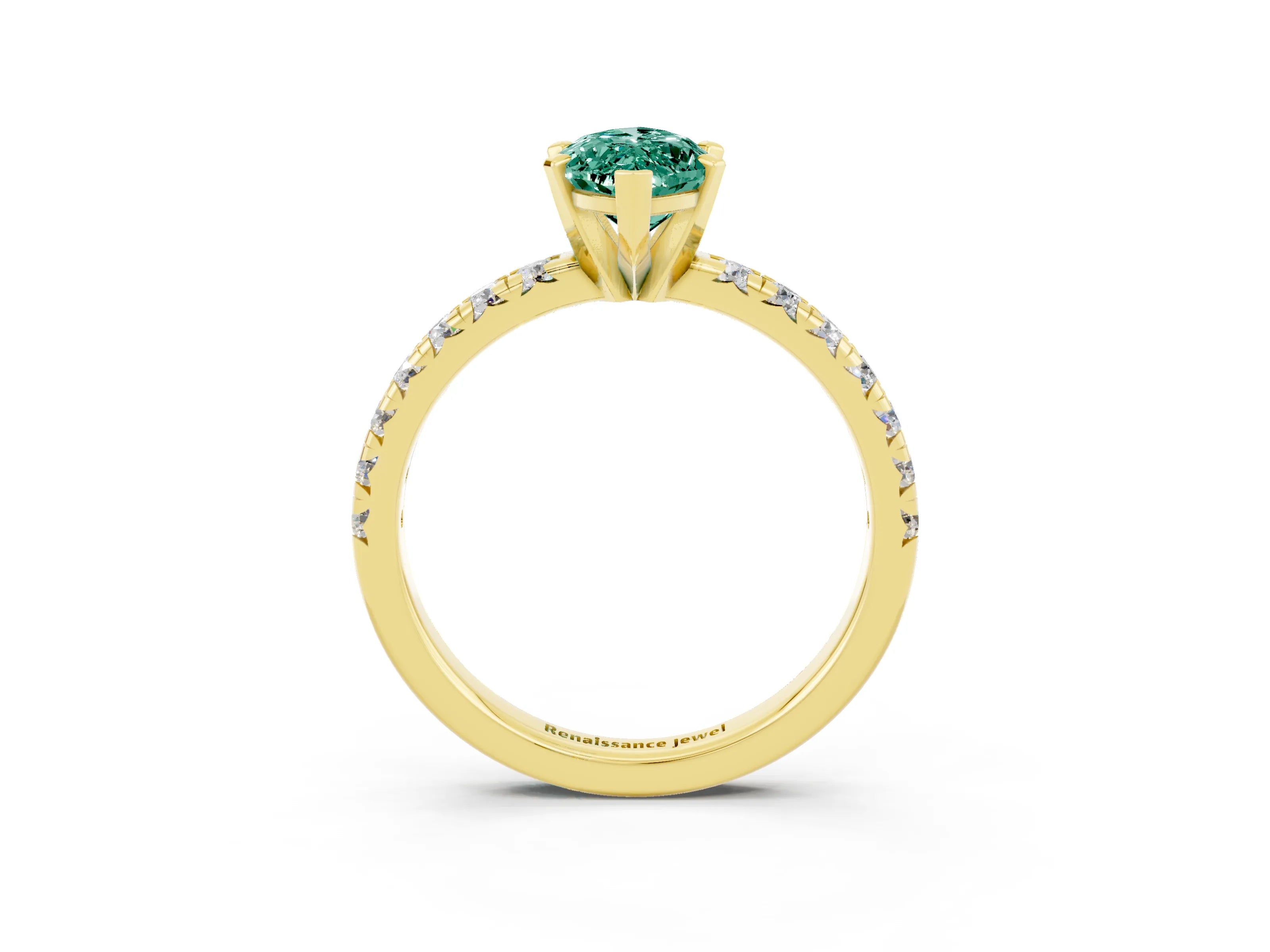 Yellow gold Marquise Cut Solitaire Pave Diamond Engagement Ring with Four-Prong Setting_3