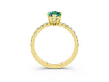 Yellow gold Marquise Cut Solitaire Pave Diamond Engagement Ring with Four-Prong Setting_3