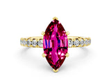 Yellow gold Marquise Cut Solitaire Pave Diamond Engagement Ring with Four-Prong Setting