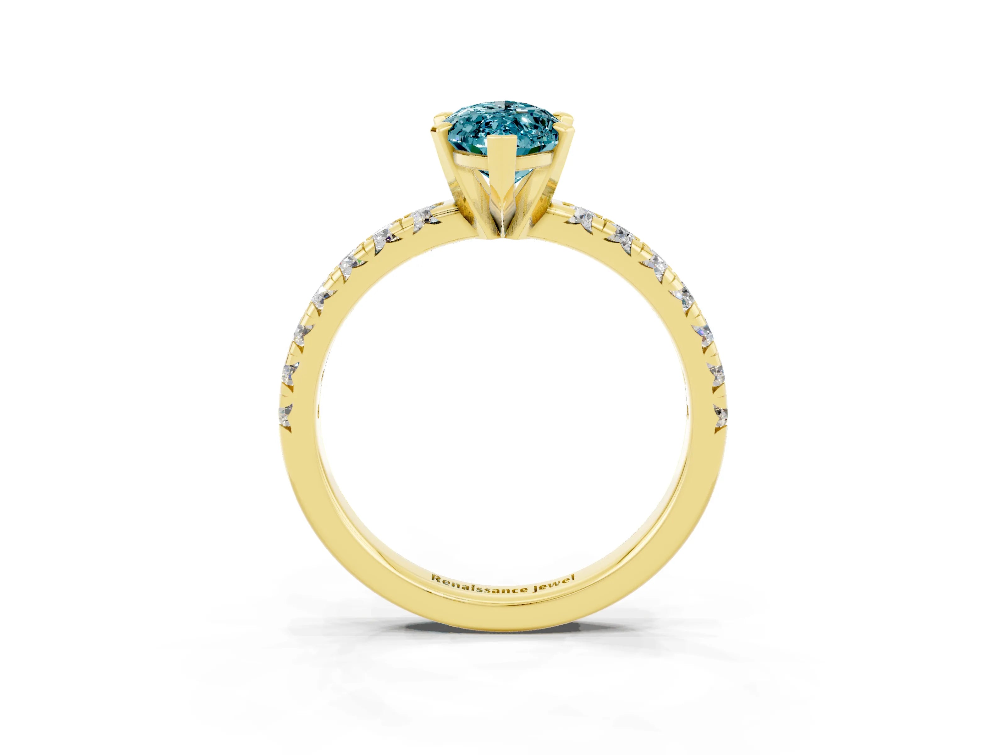 Yellow gold Marquise Cut Solitaire Pave Diamond Engagement Ring with Four-Prong Setting_3