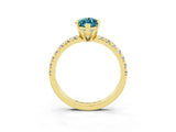 Yellow gold Marquise Cut Solitaire Pave Diamond Engagement Ring with Four-Prong Setting_3