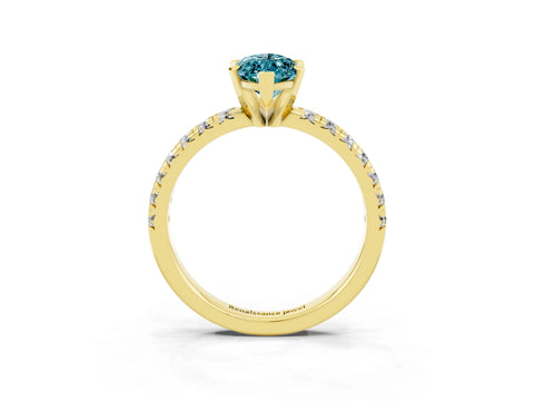 Yellow gold Marquise Cut Solitaire Pave Diamond Engagement Ring with Four-Prong Setting_3