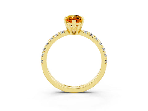 Yellow gold Marquise Cut Solitaire Pave Diamond Engagement Ring with Four-Prong Setting_3