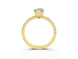 Yellow gold Marquise Cut Solitaire Pave Diamond Engagement Ring with Four-Prong Setting_3