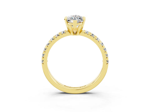 Yellow gold Marquise Cut Solitaire Pave Diamond Engagement Ring with Four-Prong Setting_3