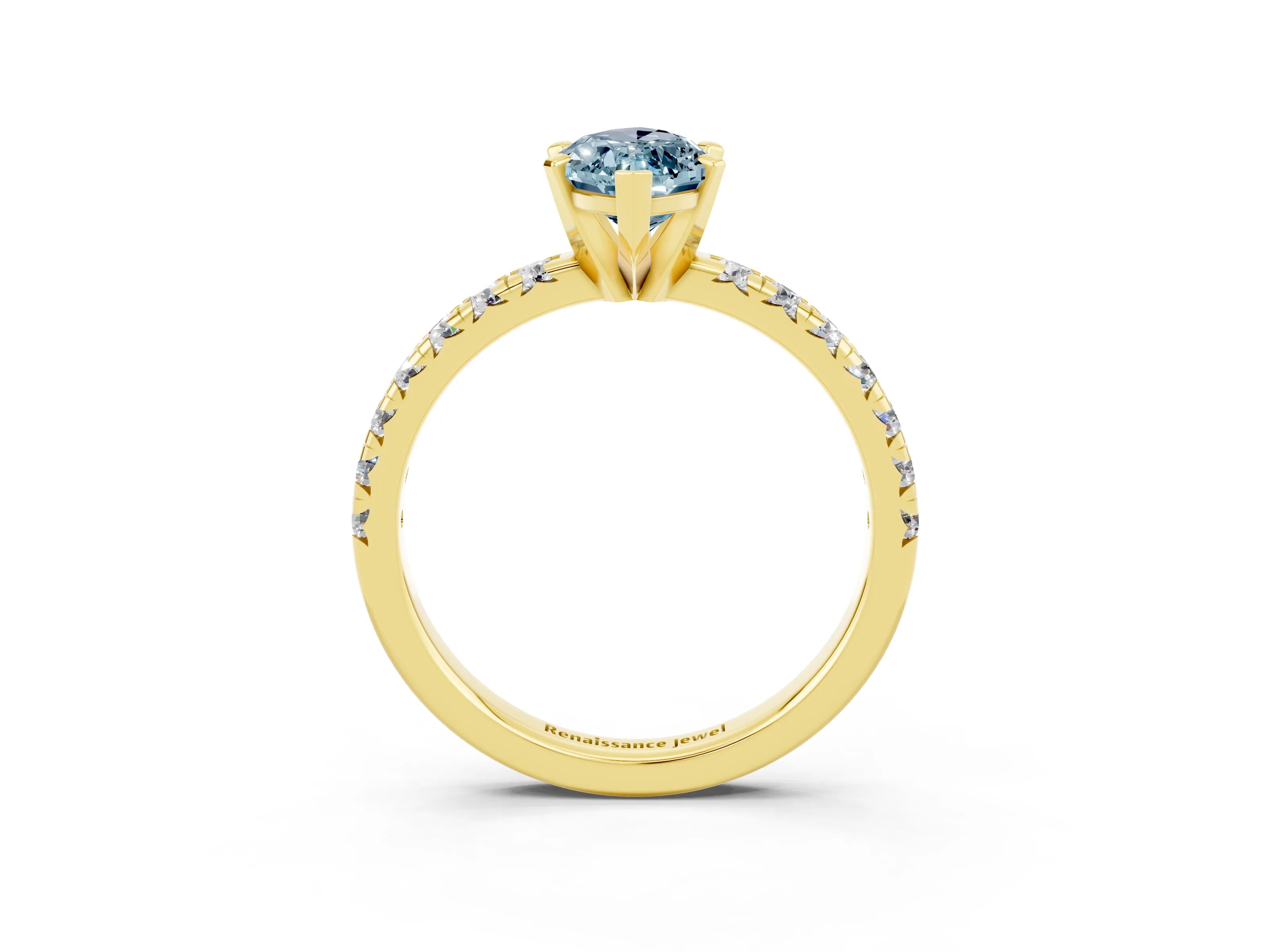 Yellow gold Marquise Cut Solitaire Pave Diamond Engagement Ring with Four-Prong Setting_3