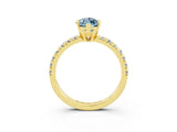Yellow gold Marquise Cut Solitaire Pave Diamond Engagement Ring with Four-Prong Setting_3