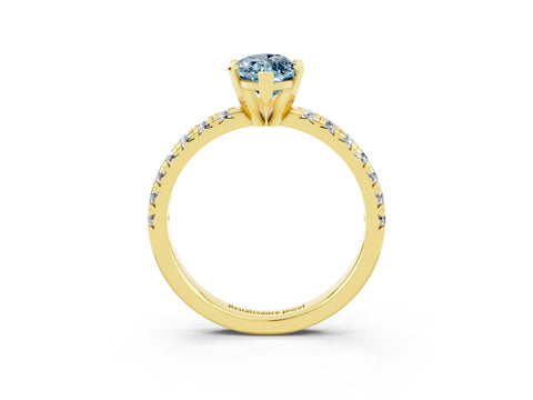 Yellow gold Marquise Cut Solitaire Pave Diamond Engagement Ring with Four-Prong Setting_3