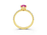 Yellow gold Marquise Cut Solitaire Pave Diamond Engagement Ring with Four-Prong Setting_3