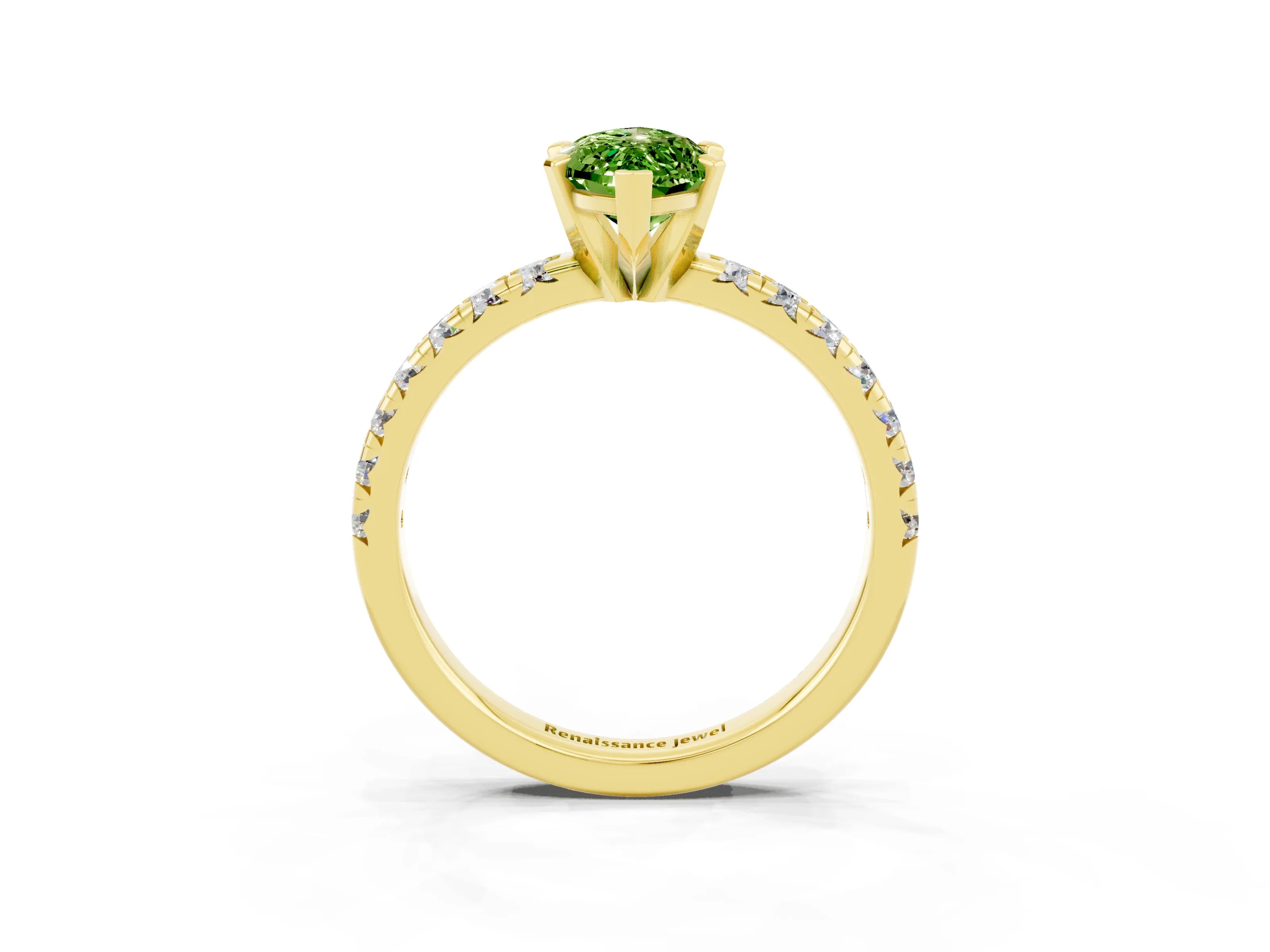 Yellow gold Marquise Cut Solitaire Pave Diamond Engagement Ring with Four-Prong Setting_3