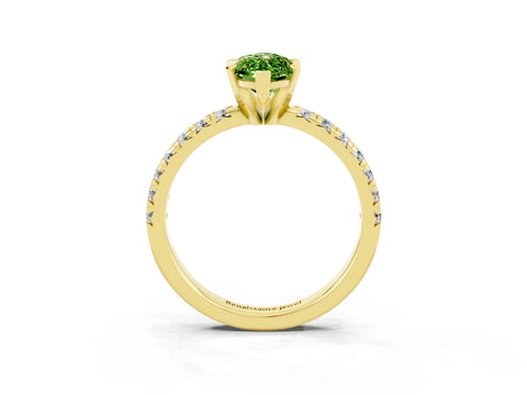 Yellow gold Marquise Cut Solitaire Pave Diamond Engagement Ring with Four-Prong Setting_3