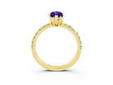 Yellow gold Marquise Cut Solitaire Pave Diamond Engagement Ring with Four-Prong Setting_3