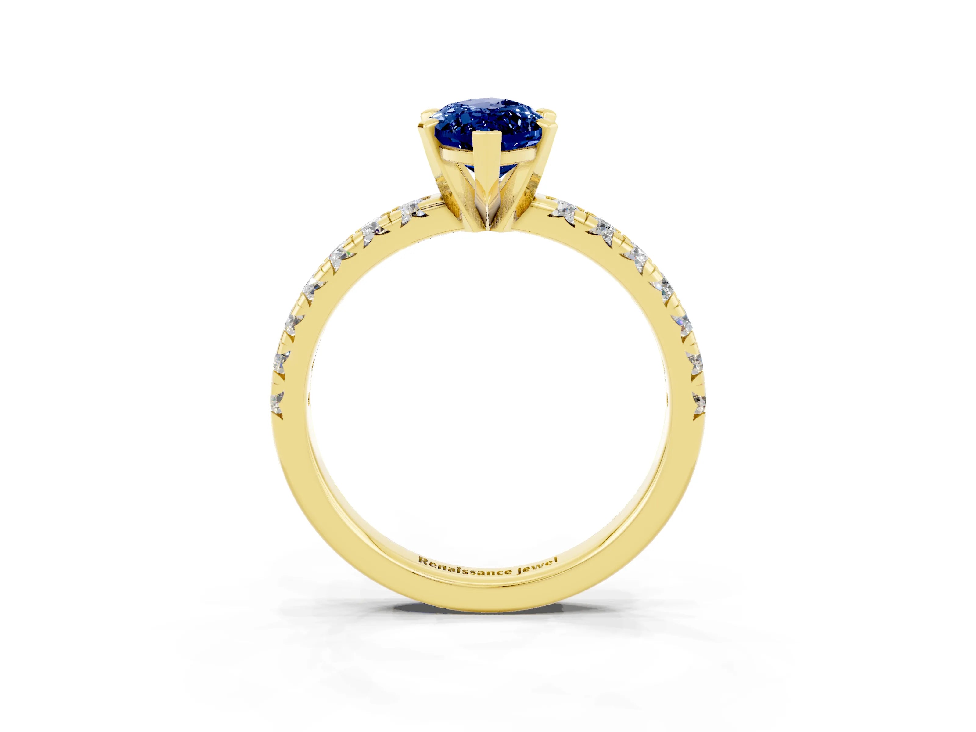 Yellow gold Marquise Cut Solitaire Pave Diamond Engagement Ring with Four-Prong Setting_3