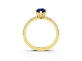 Yellow gold Marquise Cut Solitaire Pave Diamond Engagement Ring with Four-Prong Setting_3