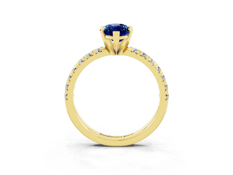 Yellow gold Marquise Cut Solitaire Pave Diamond Engagement Ring with Four-Prong Setting_3