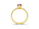 Yellow gold Marquise Cut Solitaire Pave Diamond Engagement Ring with Four-Prong Setting_3