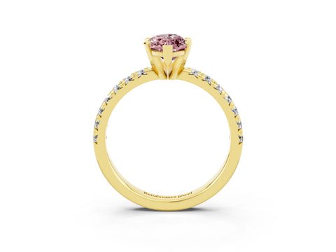 Yellow gold Marquise Cut Solitaire Pave Diamond Engagement Ring with Four-Prong Setting_3