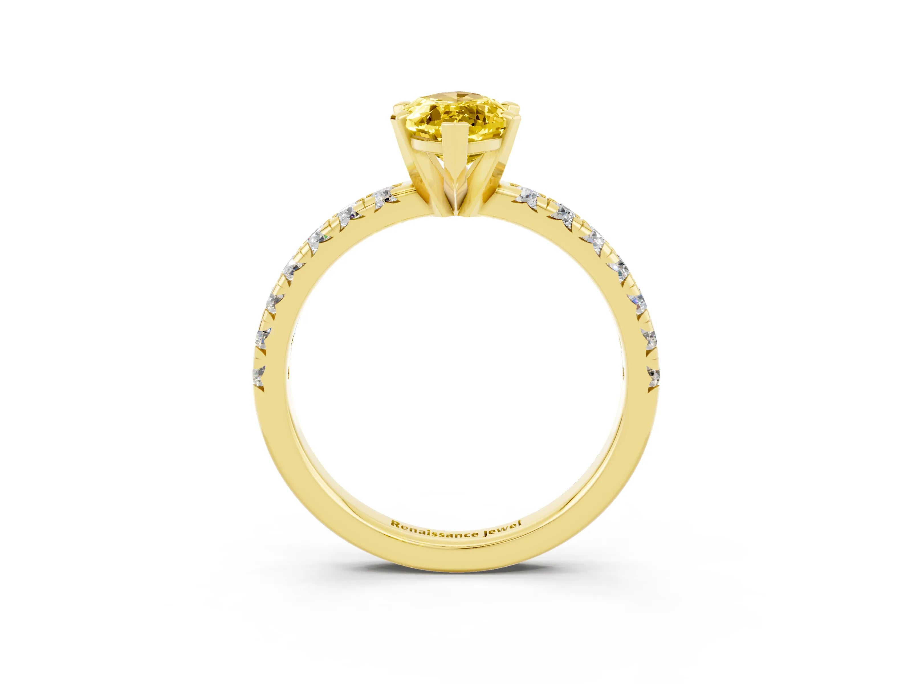 Yellow gold Marquise Cut Solitaire Pave Diamond Engagement Ring with Four-Prong Setting_3