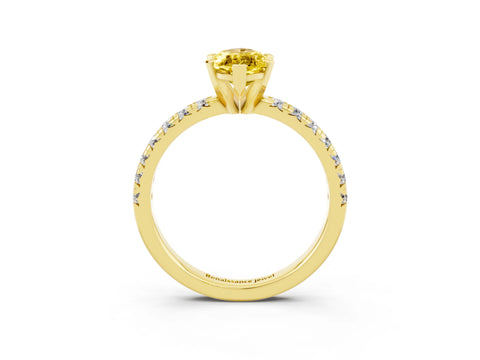 Yellow gold Marquise Cut Solitaire Pave Diamond Engagement Ring with Four-Prong Setting_3