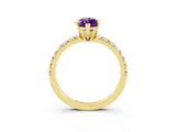 Yellow gold Marquise Cut Solitaire Pave Diamond Engagement Ring with Four-Prong Setting_3