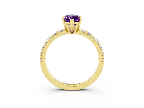 Yellow gold Marquise Cut Solitaire Pave Diamond Engagement Ring with Four-Prong Setting_3