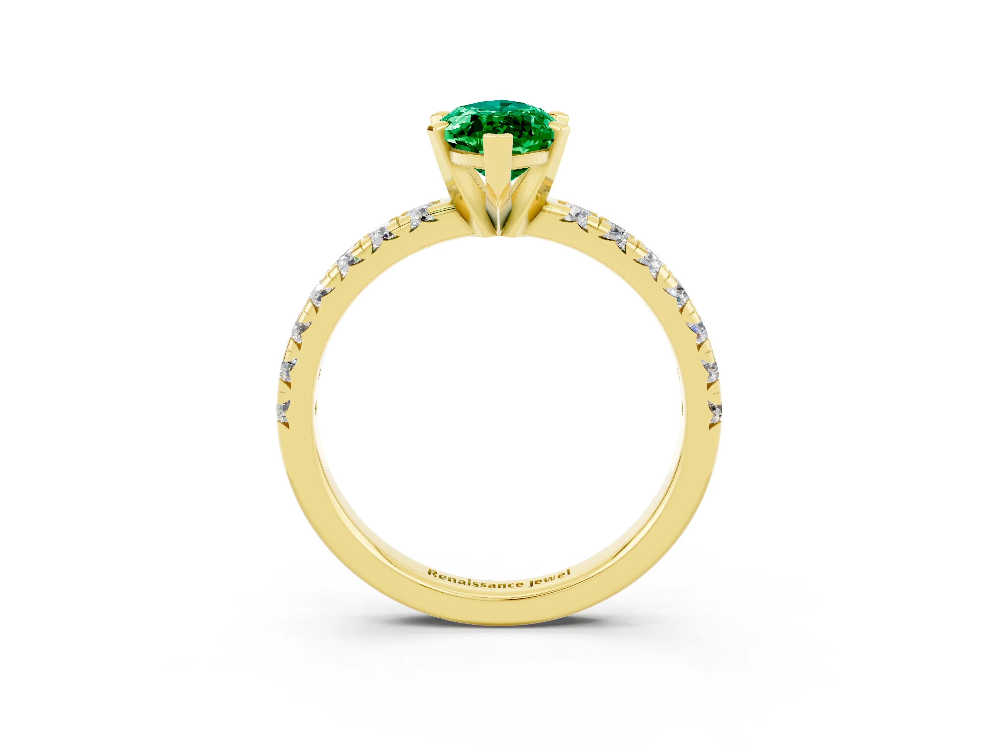 Yellow gold Marquise Cut Solitaire Pave Diamond Engagement Ring with Four-Prong Setting_3