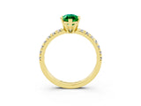 Yellow gold Marquise Cut Solitaire Pave Diamond Engagement Ring with Four-Prong Setting_3