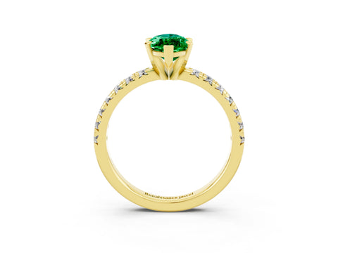 Yellow gold Marquise Cut Solitaire Pave Diamond Engagement Ring with Four-Prong Setting_3