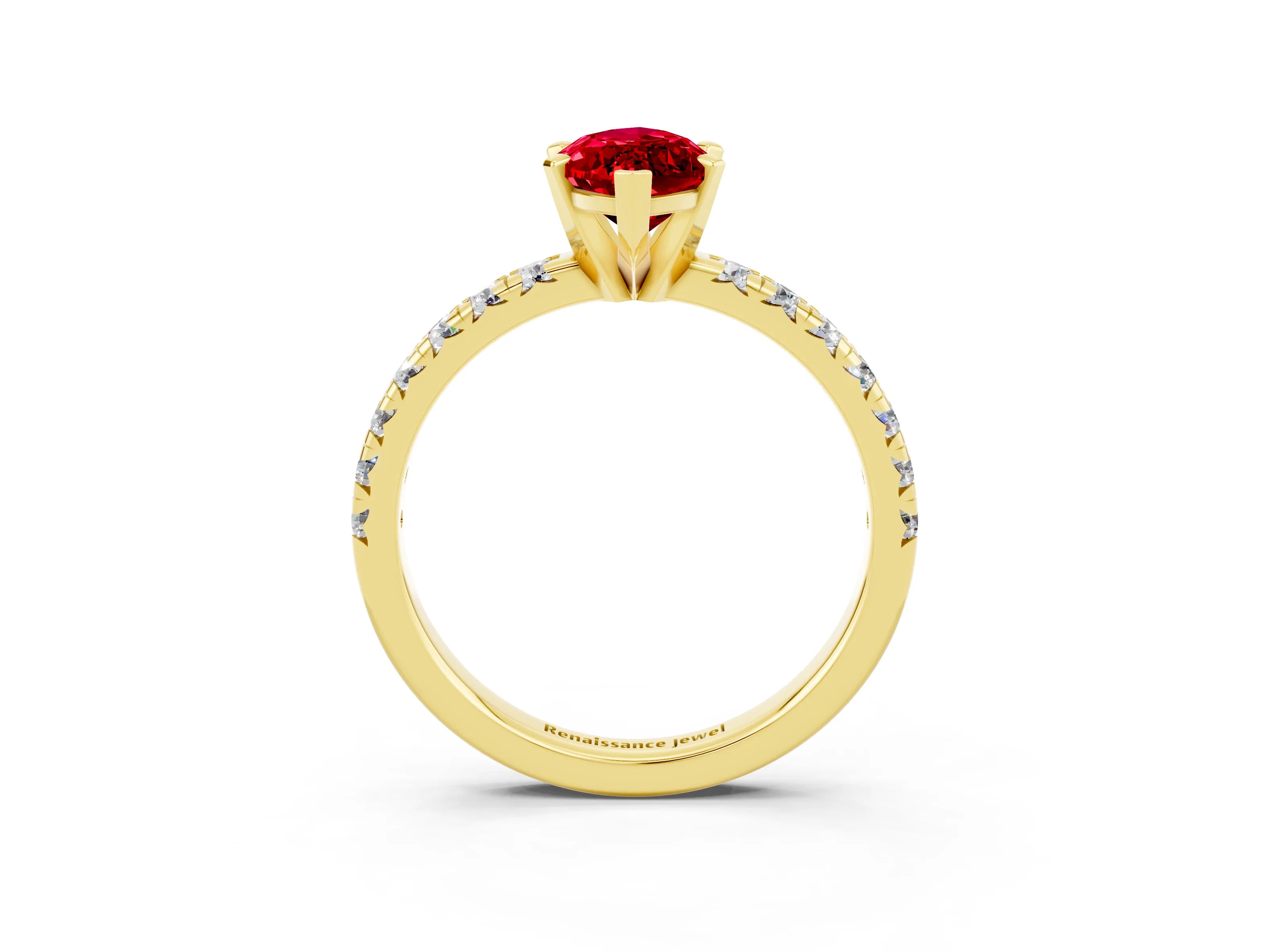 Yellow gold Marquise Cut Solitaire Pave Diamond Engagement Ring with Four-Prong Setting_3
