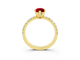 Yellow gold Marquise Cut Solitaire Pave Diamond Engagement Ring with Four-Prong Setting_3