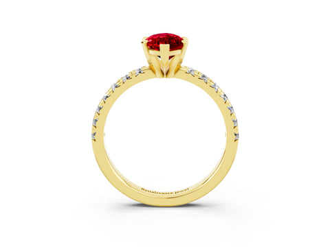 Yellow gold Marquise Cut Solitaire Pave Diamond Engagement Ring with Four-Prong Setting_3