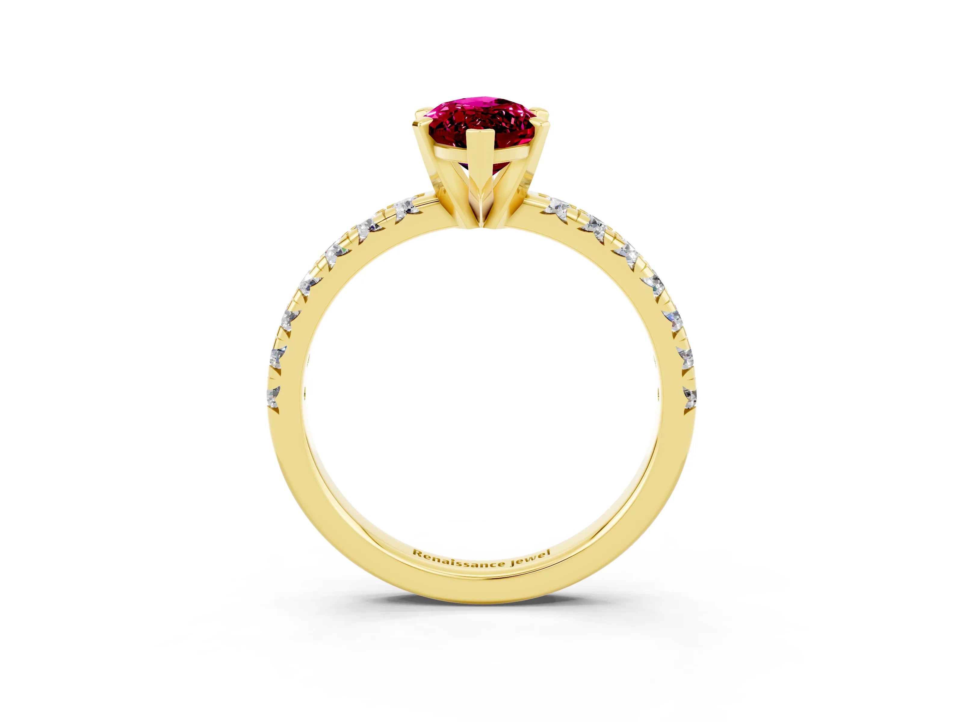 Yellow gold Marquise Cut Solitaire Pave Diamond Engagement Ring with Four-Prong Setting_3