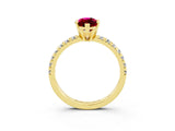 Yellow gold Marquise Cut Solitaire Pave Diamond Engagement Ring with Four-Prong Setting_3