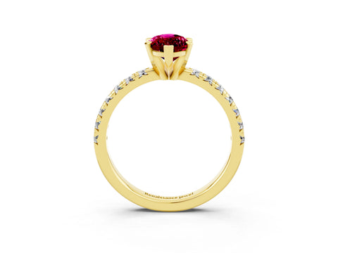 Yellow gold Marquise Cut Solitaire Pave Diamond Engagement Ring with Four-Prong Setting_3