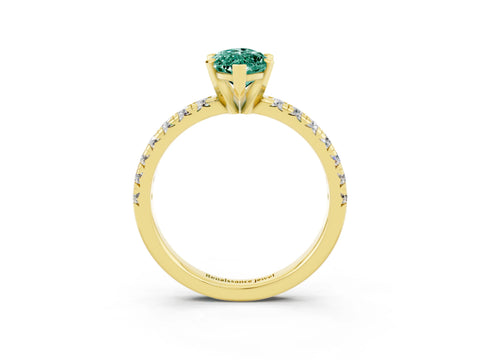 Yellow gold Marquise Cut Solitaire Pave Diamond Engagement Ring with Four-Prong Setting_3
