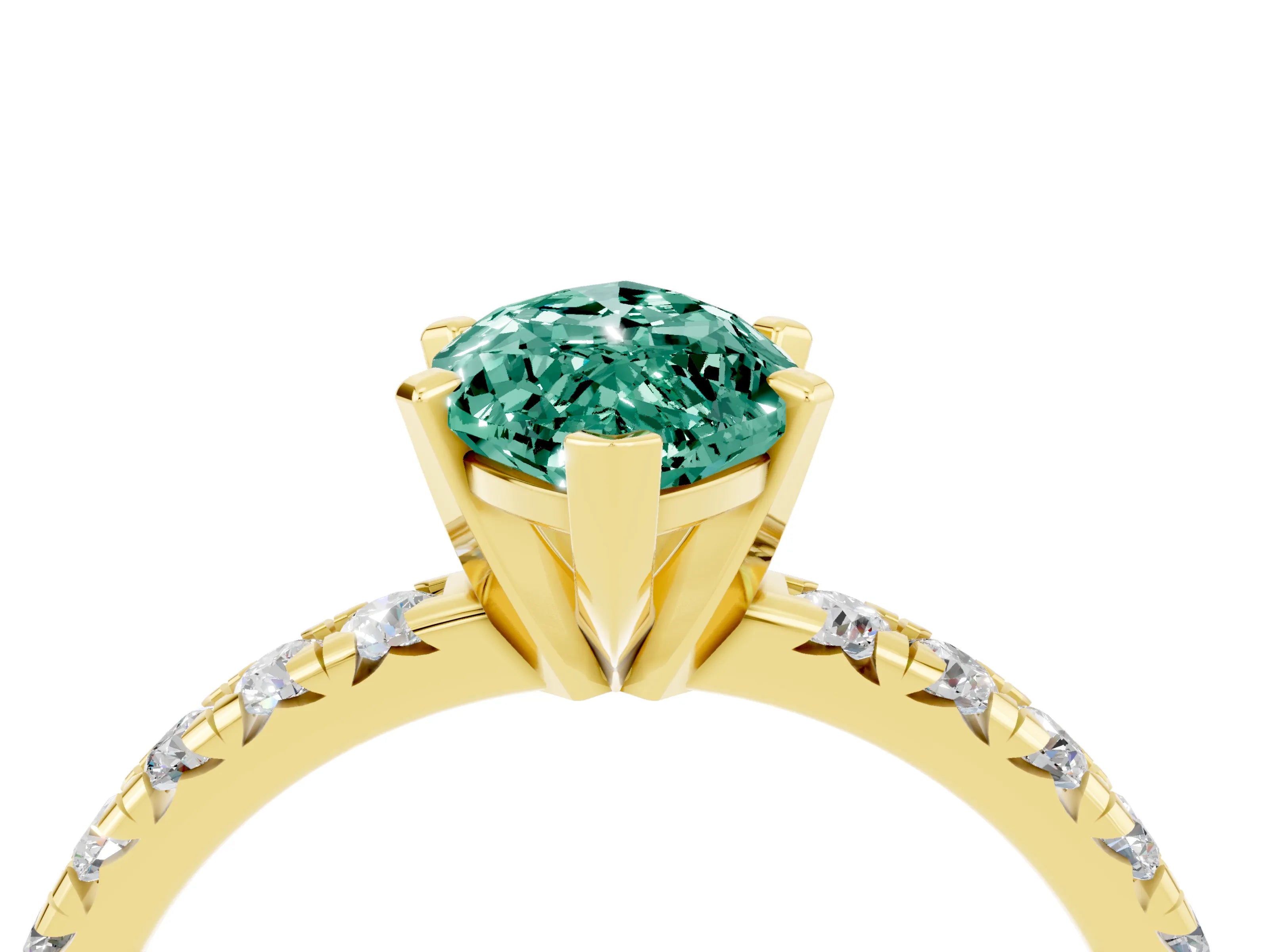 Yellow gold Marquise Cut Solitaire Pave Diamond Engagement Ring with Four-Prong Setting_4