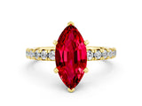 Yellow gold Marquise Cut Solitaire Pave Diamond Engagement Ring with Four-Prong Setting