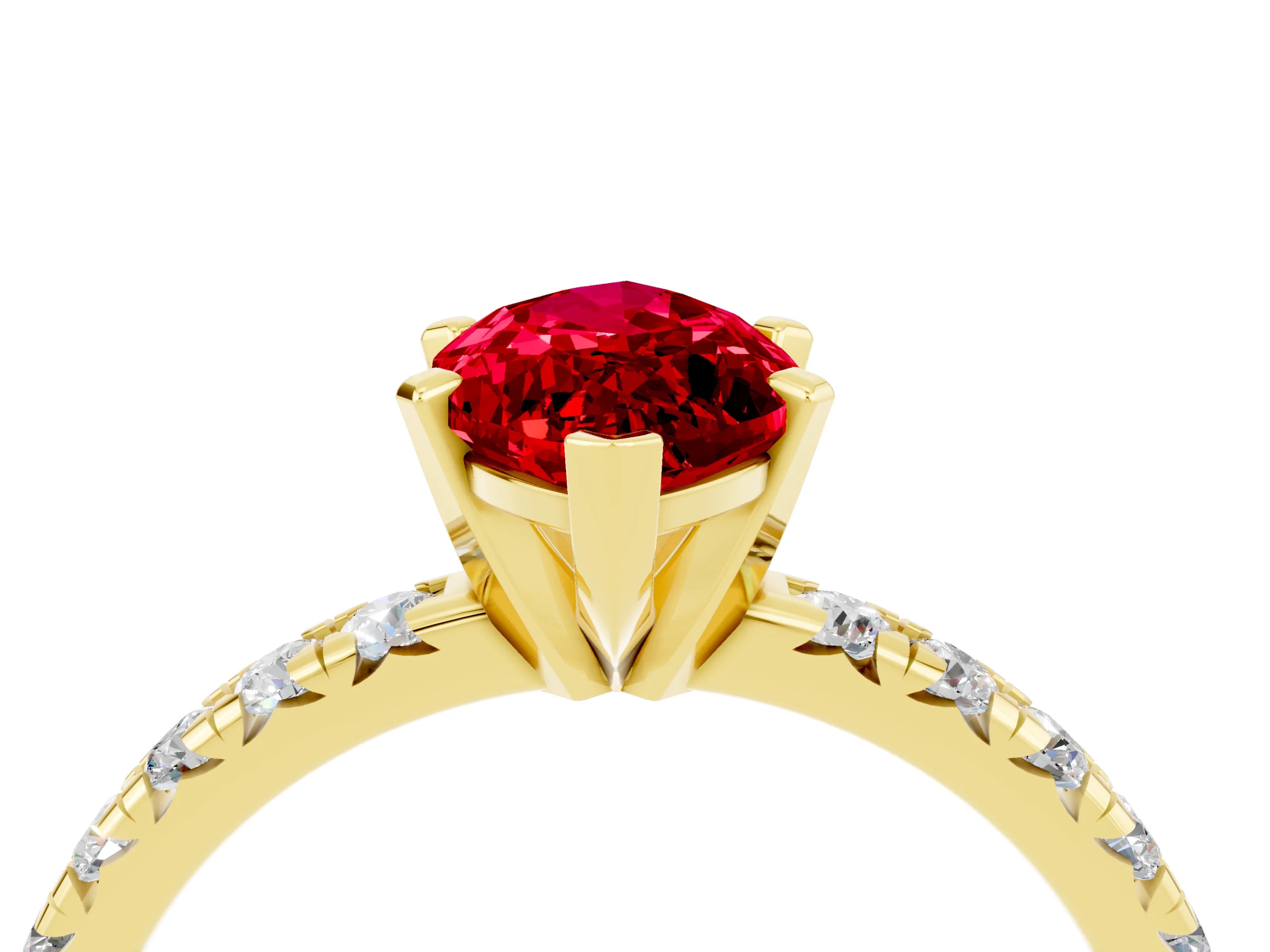 Yellow gold Marquise Cut Solitaire Pave Diamond Engagement Ring with Four-Prong Setting_4