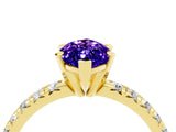 Yellow gold Marquise Cut Solitaire Pave Diamond Engagement Ring with Four-Prong Setting_4