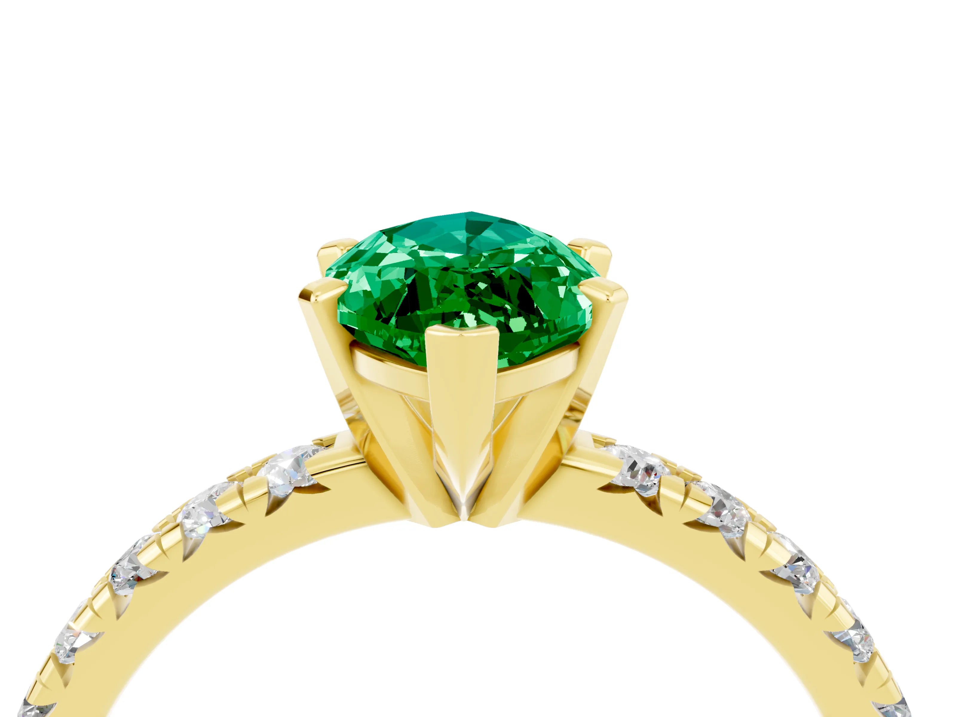 Yellow gold Marquise Cut Solitaire Pave Diamond Engagement Ring with Four-Prong Setting_4
