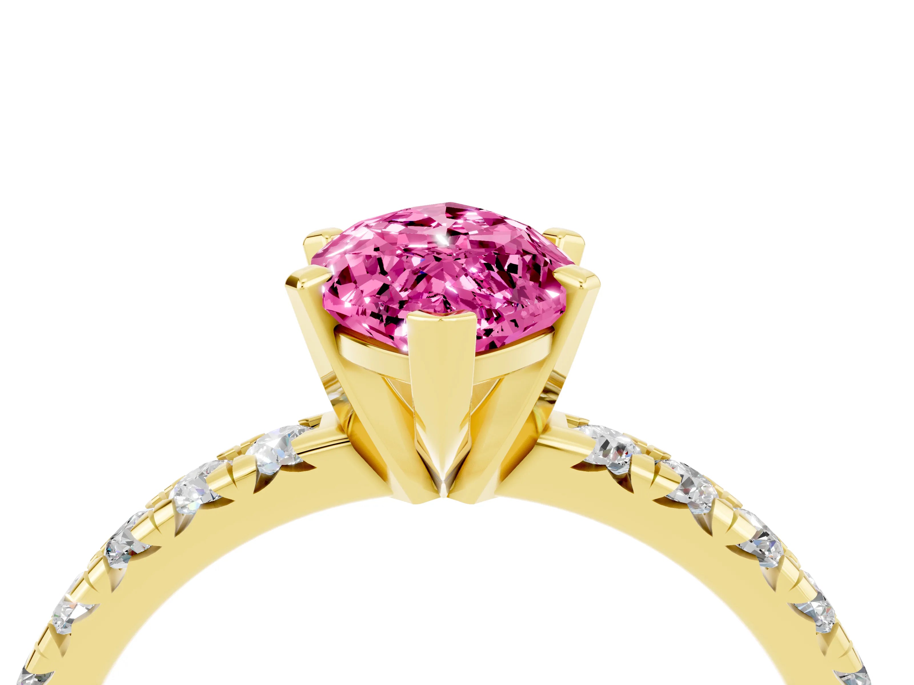Yellow gold Marquise Cut Solitaire Pave Diamond Engagement Ring with Four-Prong Setting_4