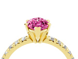 Yellow gold Marquise Cut Solitaire Pave Diamond Engagement Ring with Four-Prong Setting_4