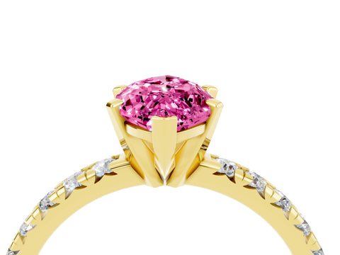 Yellow gold Marquise Cut Solitaire Pave Diamond Engagement Ring with Four-Prong Setting_4