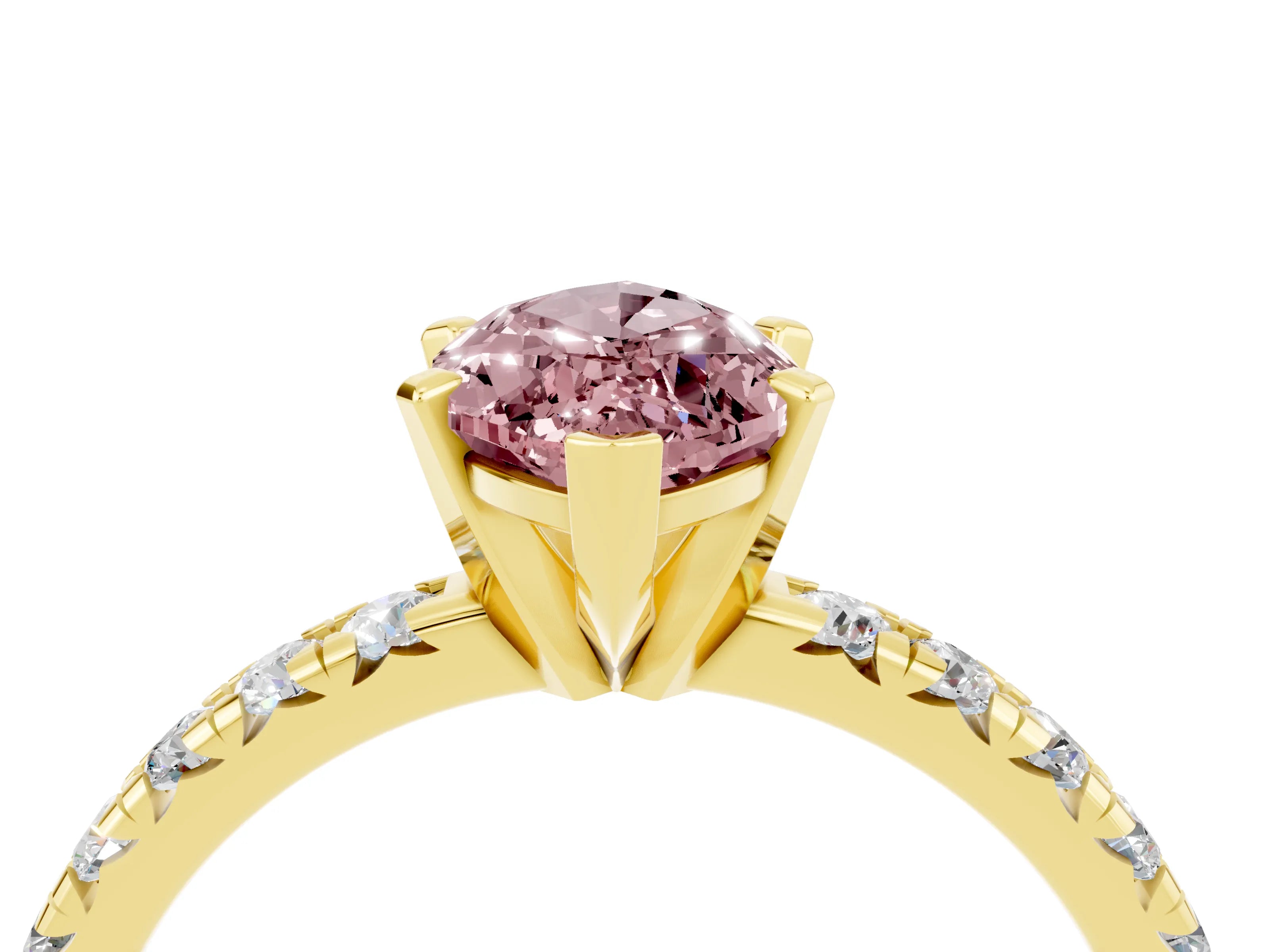 Yellow gold Marquise Cut Solitaire Pave Diamond Engagement Ring with Four-Prong Setting_4