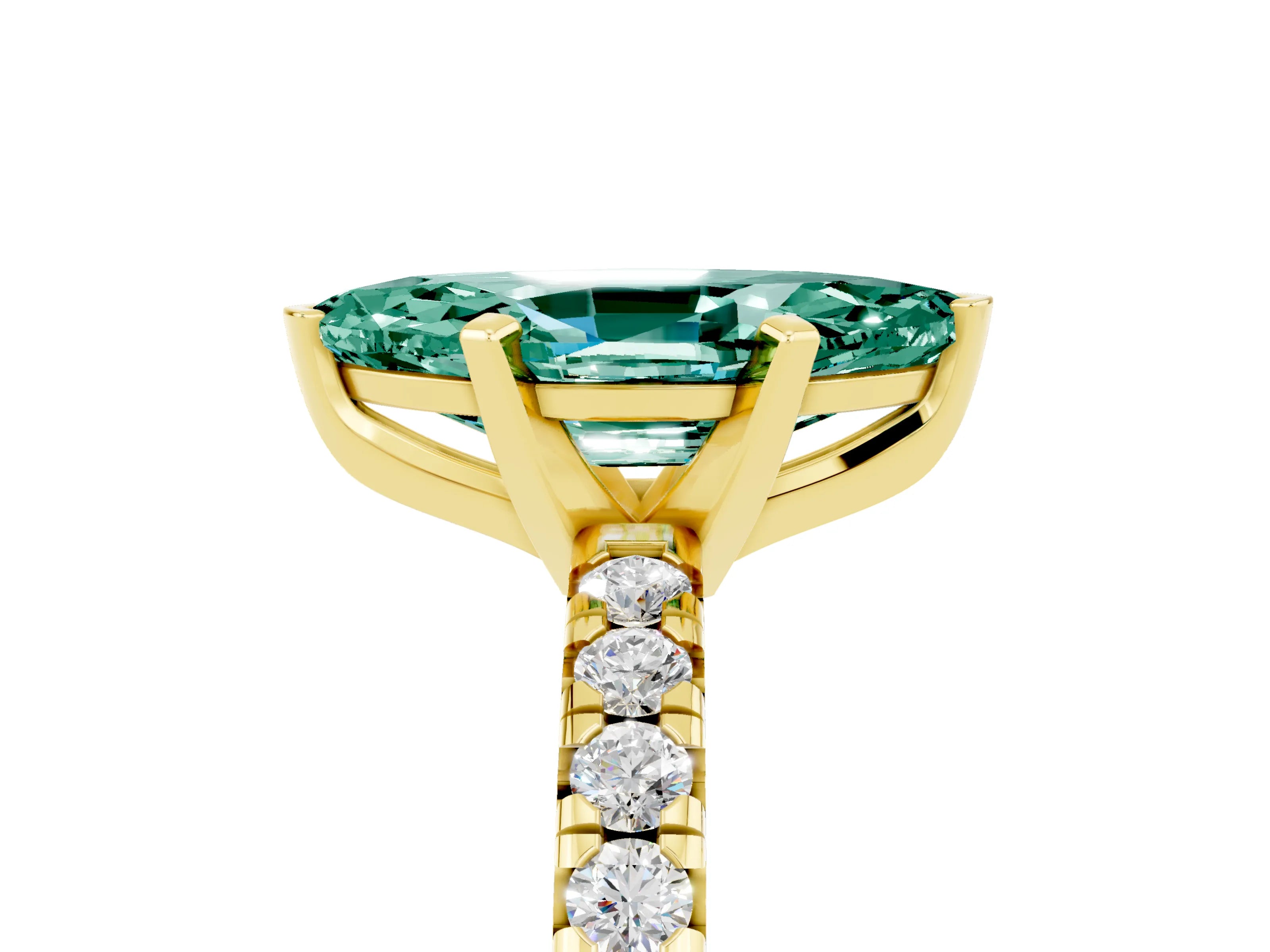 Yellow gold Marquise Cut Solitaire Pave Diamond Engagement Ring with Four-Prong Setting_5