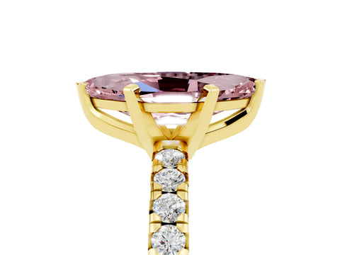 Yellow gold Marquise Cut Solitaire Pave Diamond Engagement Ring with Four-Prong Setting_5