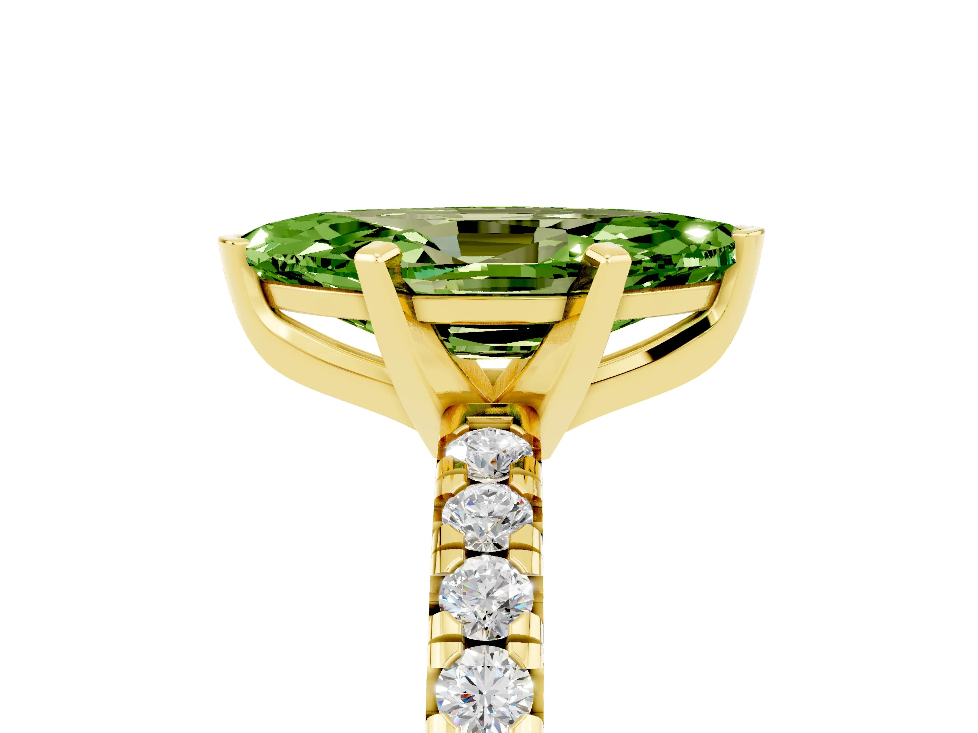 Yellow gold Marquise Cut Solitaire Pave Diamond Engagement Ring with Four-Prong Setting_5