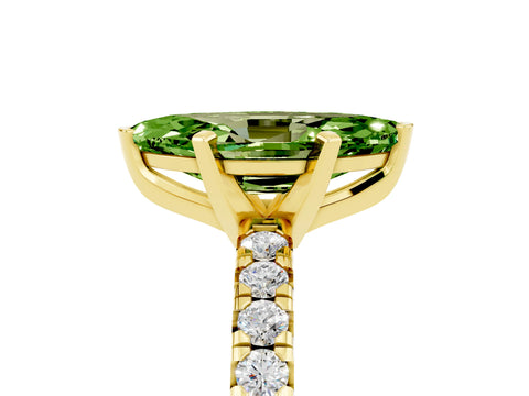 Yellow gold Marquise Cut Solitaire Pave Diamond Engagement Ring with Four-Prong Setting_5
