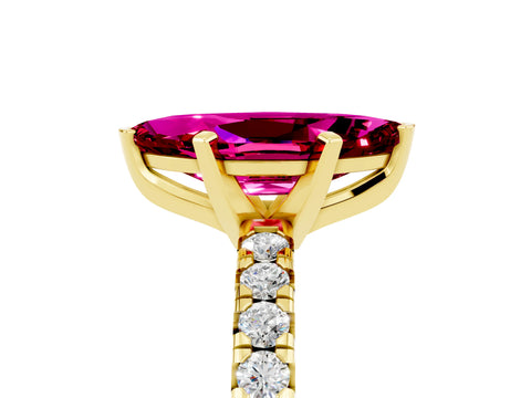 Yellow gold Marquise Cut Solitaire Pave Diamond Engagement Ring with Four-Prong Setting_5