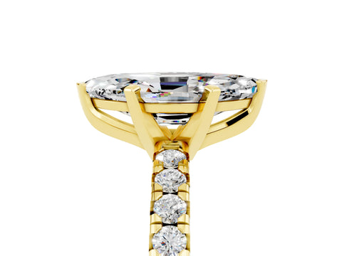 Yellow gold Marquise Cut Solitaire Pave Diamond Engagement Ring with Four-Prong Setting_5